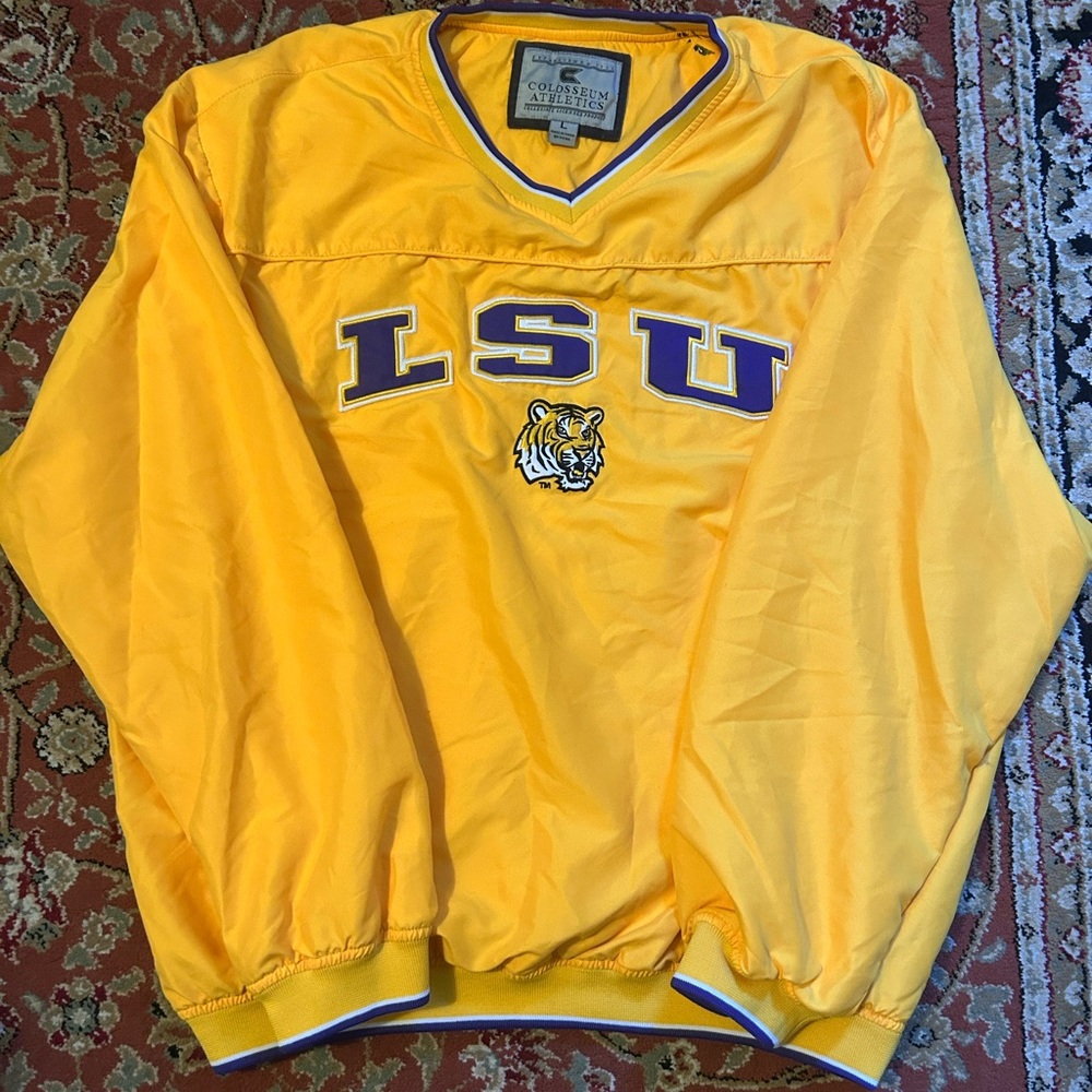 LSU Yellow Pullover jacket sweatshirt with pockets
